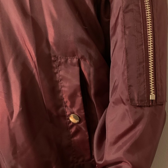 NWOT Bomber flight jacket coat in burgundy new - Picture 3 of 7